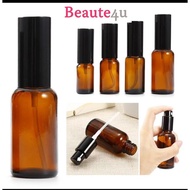READY STOCK 5ml 10ml 15ml 20ml 30ml 50ml 100mlAmber Glass Atomizer Bottle For Essential Oil Perfume 