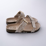 Fichy - Luna White Women's Sandals Footbed/ Birken/ Sandal/ Women's Sandal/ Flat Sandal/