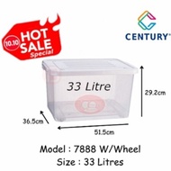 7888 Century Transparent Storage Box With Wheel 33 Litres - 7888