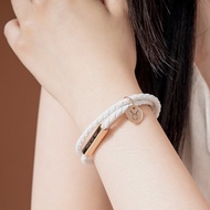 【客製化禮物】真皮編織手環 皮革 字母吊牌-純白