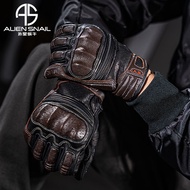 Alien Snail V8V10 Motorcycle Motorcycle Retro Sheepskin Touch Screen Gloves Shock-resistant Breathab