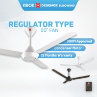 KDK K15V0 / DESIGNER / EUROWIND (60"/150cm) Ceiling Fan Kipas Siling with Energy Saving Motor