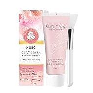 Face Masks Skincare - Clay Mask with Rose Extract &amp; Niacinamide - Face Masks Beauty 120g Pink Mud Masks for Deep Cleansing, Hydrating, Soothing, Brightening, Moisturize, Pores Minimizers