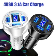 4 Port USB Car Phone Charger Digital Display 12-24V 3.1A Fast Charging Charger Adapter for iPhone 14 13 Xiaomi Samsung