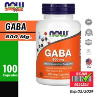 NOW Foods กาบา ขนาด 500 มก.และ Vitamin B-6 บรรจุ 100 แคปซูล NOW Foods GABA with Vitamin B-6 500 mg 100 Veg Capsules