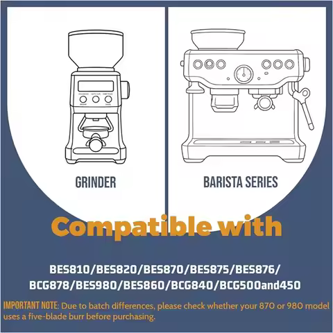 ABZA-2X Grinder Burr Blade For Breville Sage Barista Express 870-5-Point Replacement Burr Blade For 