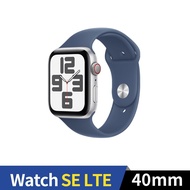 Apple Watch SE 2024 GPS+LTE 40mm 鋁金屬錶殼運動錶帶(銀色+丹寧色運動錶帶SM)