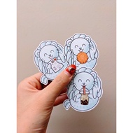 Tze's Stickers Glossy Waterproof Matte Paper Stickers Cute Merlion Boba Bubble Tea Postcard Mooncake
