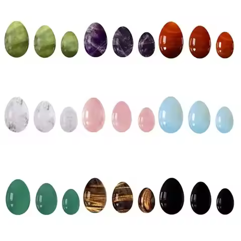 3Pcs Undrilled Quartz Yoni Eggs Set Natural Jade Stone Crystal Kegel Exerciser Balls Women Vaginal F