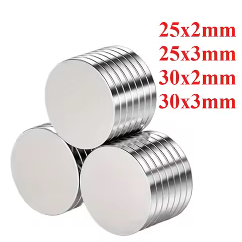 High-Power Neodymium Round Magnet 25x2/25x3/30x2/30x3 mm, Ideal for Fridge Decor, DIY Crafts, Bag Ac