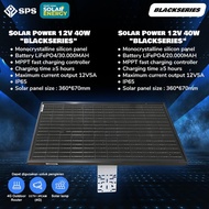 SOLAR PANEL BLACK 40WP TENAGA MATAHARI 12V 20AH/30AH LITHIUM BATTERY POWER TENAGA SURYA