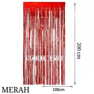 MERAH Red foil backdrop tassel curtain/ foil fringe curtain/ foil curtain/ curtain slinger curtain/