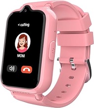 AIWIEP Smart Watch for Kids - Kids Smart Watch with GPS Tracker &amp; Video Calling 4G Kids Cell Phone Watch for Boys Aged 5-12 SIM Card SOS Call Voice Chat Camera Touch Screen GPS Tracker for Kids(Pink)