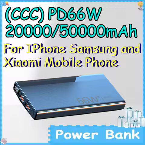 (CCC) PD66W 20000/50000mAh Power Bank for IPhone Samsung and Xiaomi Mobile Phones Lightweight and Hi