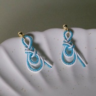 【Veverka】琵琶曲 雙線 水引耳環 琵琶結 編織 水引細工