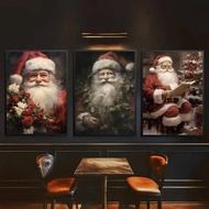 Lukisan kanvas potret Santa Claus vintage kualiti tinggi, hiasan dinding bilik belajar, dekorasi rum