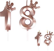 18th Birthday Candles, Birthday Candle 18 Number Candle 18 with Crown, Women Men 50th Birthday Decor