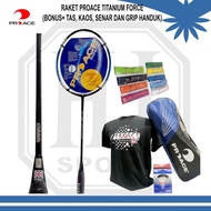 Raket Badminton Original Pro ace Titanium Force Bonus Komplit