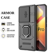 For iQOO Z9s Pro / iQOO Z9s / iQOO Z9 5G Armor Case Ring Holder Camera Slide Cover Shockproof Protec