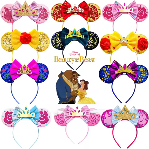Disney Beauty and The Beast Hairbands for Girl Enchanted Rose Ears Hair Accessories Women Festival B