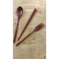 Set sudu garfu chopstick kayu, Korean Style wooden cutleries. Wooden spoon, wooden fork, Wooden chopstick