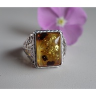 Amber Natural Baltic Ring 4.4g Men's Plant Non-Second Generation Raw Ore Beeswax Mountain Art