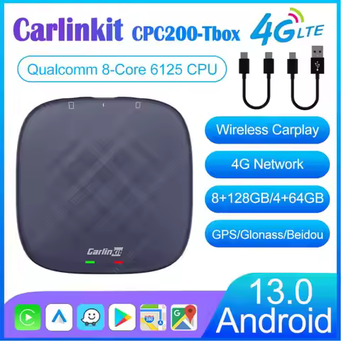 2023 Carlinkit CPC200-Tbox Plus Carplay AI Box Android 13 8+128GB/4+64GB QCM6125 8-core Wireless TV