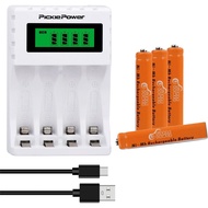 Picker Power AAAA Battery, 4-Pack AAAA Ni-MH Rechargeable Battery 500mAh with Charger Suitable for S