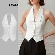 Casual Plain Button Front Tank Top for Women L77ED456