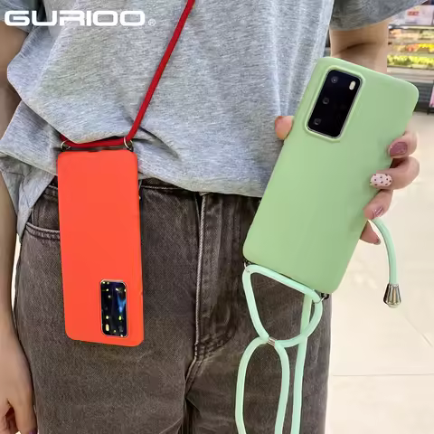 Soft Silicone Strap Necklace Case For Huawei P40 P30 Lite P20 Pro Mate 30 20 Nova 5T P Smart Plus Z 