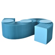 Portable Accordion Folding Paper Bench Leather Sofa Entrance Modern Simple Style Adult Artistic Furn