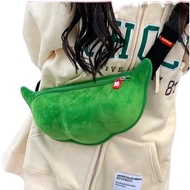 Edamame Bag Big Edamame Bag Female Green Funny Plush Creative Diagonal Niche Hot-selling Duck Duck B