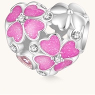 Gnoce Heart Pink Four Leaf Clover Charm