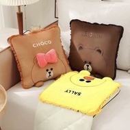 line friends cushion 二合一 毛毯 毛氈 冷氣被 午睡被 摺疊 攬枕 抱枕 靠墊 擺設 擺件 裝飾 sally 雞仔 鴨仔 choco brown cony 熊大 兔兔 兔仔 公仔