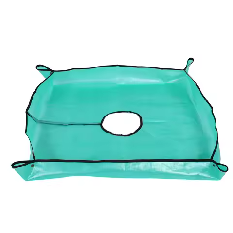 Landscape Trimming Tarp 39.37x39.37in Polyethylene Water Proof Pruning Tarp with 7.8in Hole 4 Corner