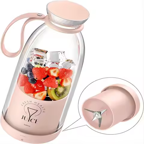 Portable USB juicer Fresh Juice Bottle Blender Plus 500ml Wireless Fruit Mixers 6 Blades 2400mAh Foo
