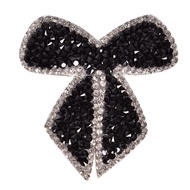 Veli Shy Rhinestones Bow Embroidered Patch Iron on Sewing Crystal Applique For Jeans