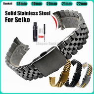 Curved End Solid Stainless Steel Watch Strap 18mm 19mm 20mm 21mm Metal Bracelet for Seiko Folding Bu