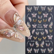 5D Winter Butterfly Nail Stickers Relief Color Butterfly Glitter Design Nail Art Decor Decals Butter