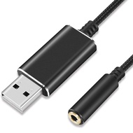 External Stereo Sound Card Cable / USB Male to Headphone Microphone Audio 3.5 mm Jack Female Compatible with PS4 Laptop and