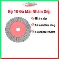 Bộ 10 đá mài nhám xếp đường kính 100mm x 16mm cao cấp thích hợp đánh bóng thép gang tấm thép...dễ dà