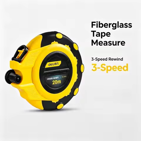 Deli Retractable Fiberglass Tape Measure 20/30/50 Meters 3‑Speed Winding Shockproof Measuring Tool f