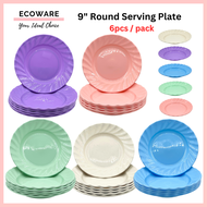 ECOWARE 6pcs 9" Serving Plate/ PP Plate/ Kenduri Plate/ Pinggan Plastik/ Kuah Pinggan Deep Plate 9in
