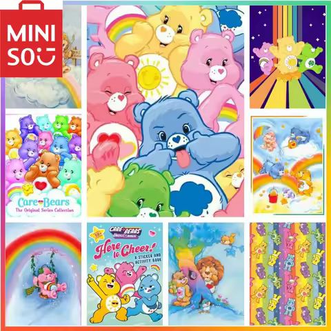 MINISO 5D Diamond Painting DIY Kits Rainbow Care Bears Element Full Square&Round Mosaic Diamond Home