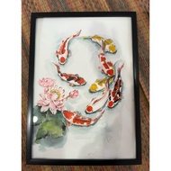 8 Carp Paintings Yuan Is Number 9 Watercolor Image Size A3/29.7x42 cm A Hundred Pounds With Frame Ca