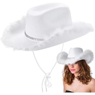 Cowboy Hat - Shiny Cowgirl Hat, White Trim Cowgirl Hat, Suitable for Women, Music Festivals, Beach P