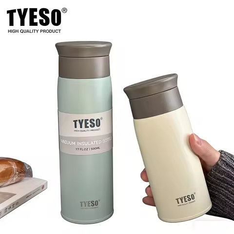 Tyeso Stainless Steel Insulated Water Bottle Round Shoulder Travel Mug Portable Frosted Ins Design f