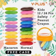 British UK YPLUS Peanut Crayon 12/24 Children Kindergarden Y-Plus Safety Stationery Non Toxic Water 