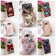 For Redmi A3 Case Clear Cute Cat Luxury Flowers Cool Painted Soft Phone Casing 23129RN51X 23129RN51H