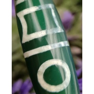 36.9mm X 12.1mm Green Jade Double Heaven Dzi Manik Double Heaven & Earth Dzi Manik CW3656 Double Hea